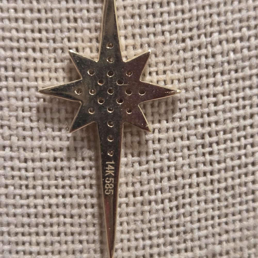 14k Gold And Diamond North Star Pendant Necklace - Picture 2 of 7